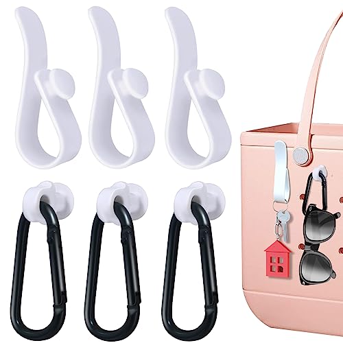 Beach Bag Accessory Hook & Carabiner Set - 6PCS White