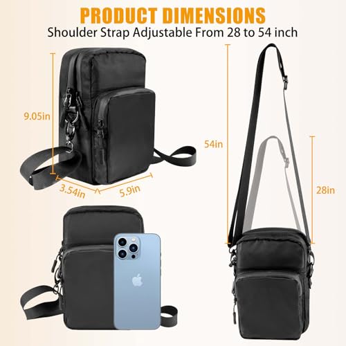 JACZZO Magnetic Gym Bag Double-Layer Small Crossbody Organizer Black