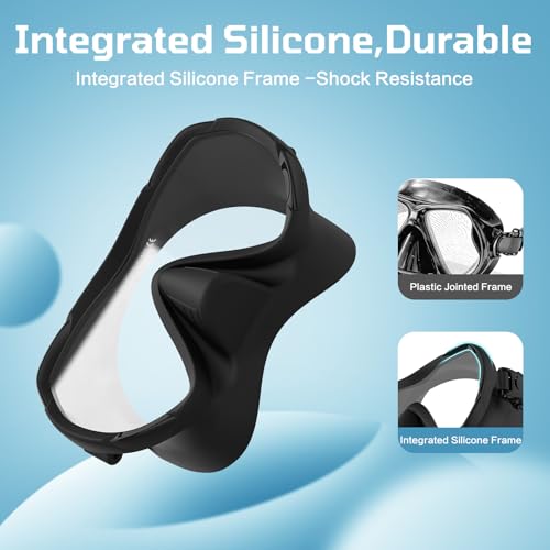 KOMETRA Adult Swim Goggles with Nose Cover - Black Wide View No Leak Diving Mask for Men Women Youth