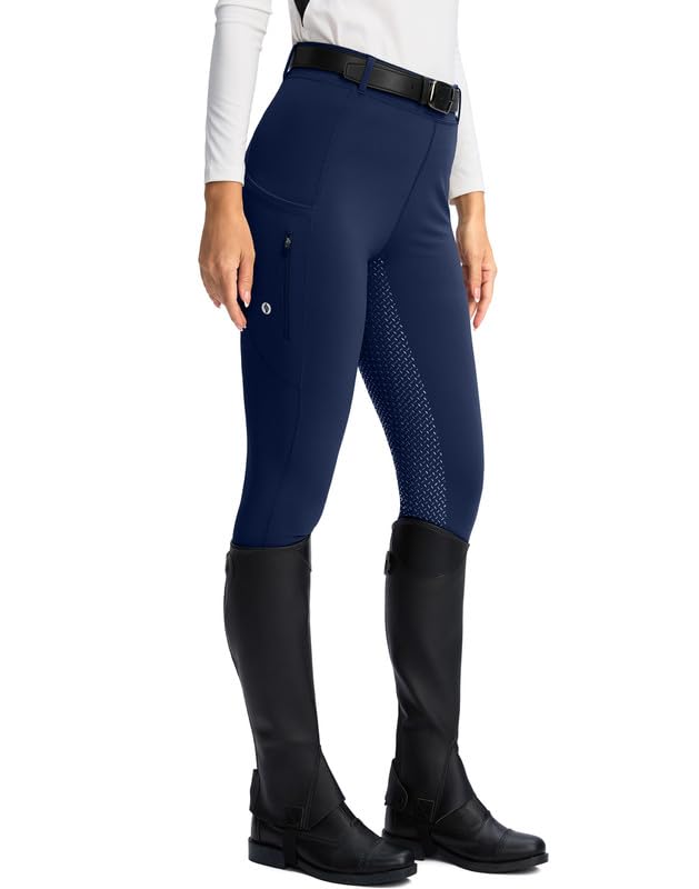 Full-Seat Silicone Riding Pants for Women - Navy, Medium
