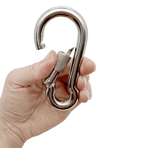 4-Inch Heavy Duty Stainless Steel Locking Carabiners - 2 Pack