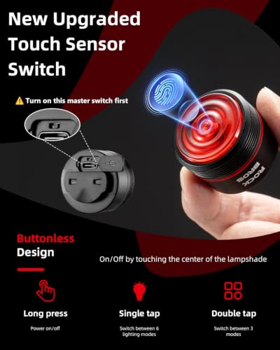 ROCKBROS Smart Rear Bike Tail Light with Motion Sensor and 6 Modes