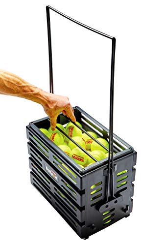 Tennis Ball Hopper - Durable Lightweight Design, Holds 80 Balls - Black