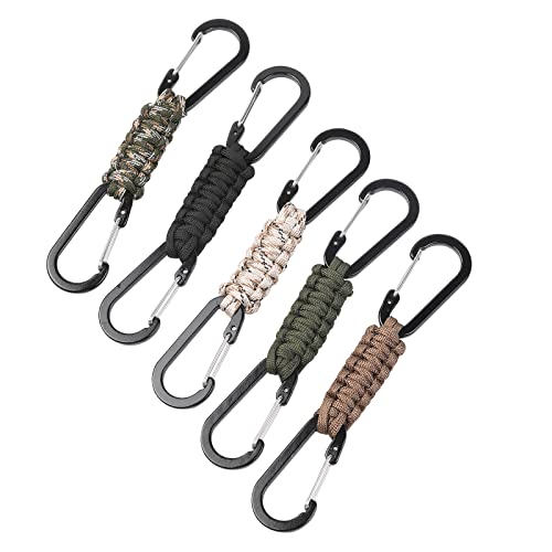 Heavy Duty Paracord Keychain Carabiner Clips - 5 Pack
