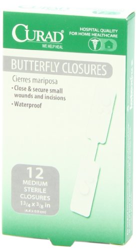 Waterproof Butterfly Adhesive Bandages for Wound Care - 12 Count