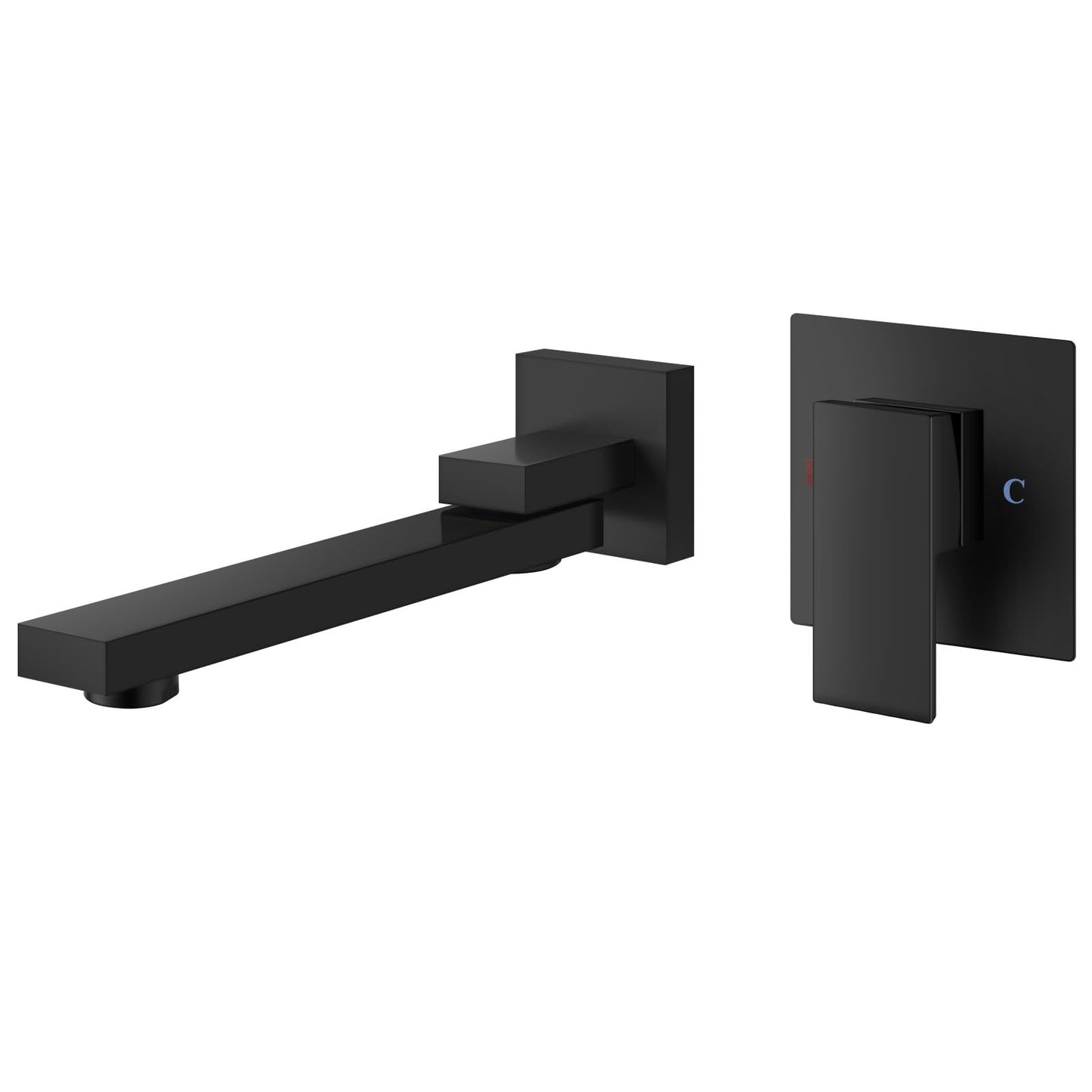Aolemi Matte Black Wall Mount Bathtub Sink Faucet Tub Filler with Extra Long Rotating Tub Spout One Hole Single Handle Rough-in Valve Included Bathroom Basin Mixer Tap, B0BFWTPCMB