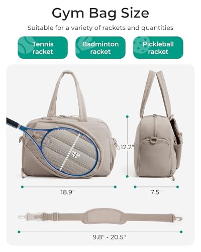 BAGSMART Tennis Gym Bag for Women, Quilted Pickleball 15.6" Laptop