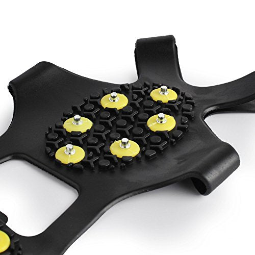 Ice Cleats with 10 Steel Studs for Enhanced Traction - Yellow, Small