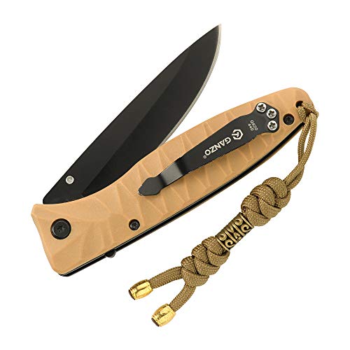 Skull Bead Paracord Knife Lanyard – 5.7" Tactical Fob Cord - Coyote/Zeus