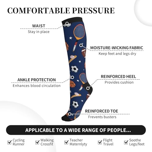 Compression Socks Knee High Support - One Size Sports