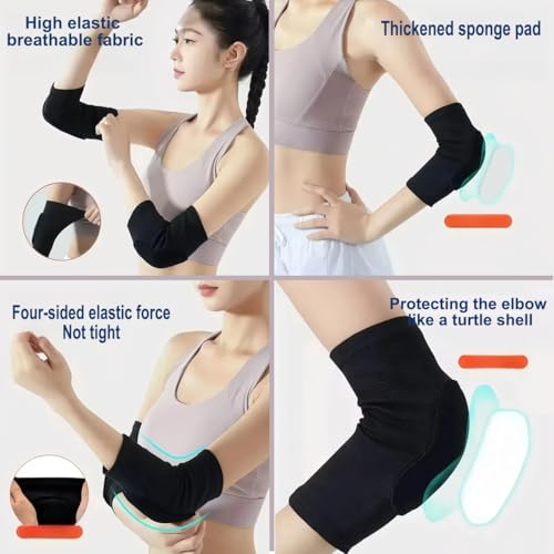 YINXIAQIYE Medium Black White Volleyball Knee & Elbow Pads, Breathable Sports Protective Gear