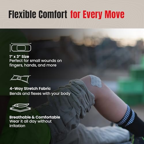 Adhesive Bandages with Aloe 20-Pack - Latex-Free, 1x3 Inch Flexible First Aid Bandages