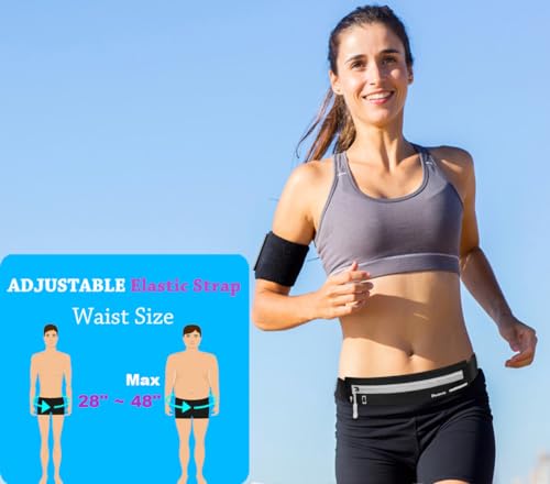 Slim Running Belt Fanny Pack - Water Resistant, Adjustable Waist Belt for All Cell Phones - Black02