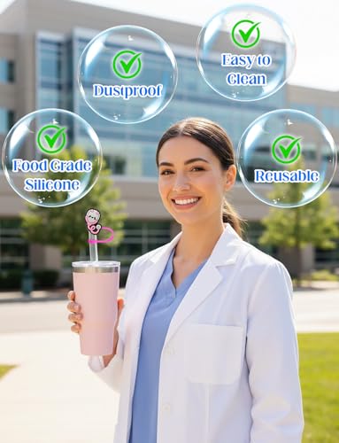 12 Pcs Nurse Straw Toppers - Silicone Covers for 10mm Straws