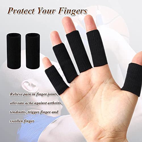 Finger Sleeve Protectors - 10Pcs Black Set for Sports & Arthritis Relief