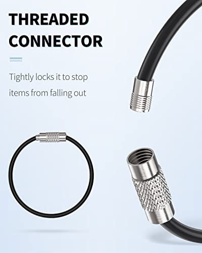 4-Inch Heavy Duty Stainless Steel Keychain Cable - 12 Pack, 6 Colors
