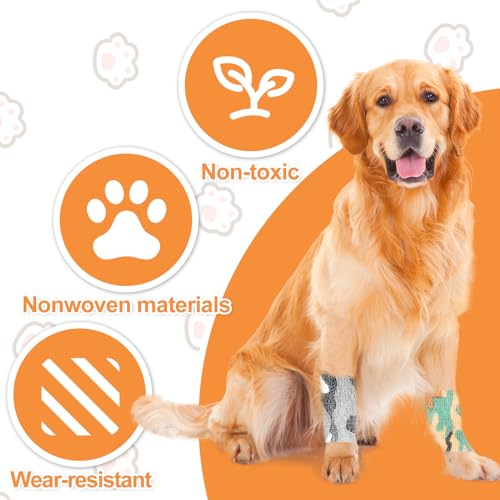 Cohesive Vet Wrap for Dogs & Cats - 6 Rolls, 2" x 5 Yards, Camouflage