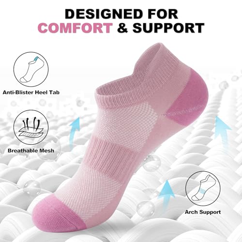 Low Cut No Show Athletic Ankle Socks - 8 Pairs Multicolor