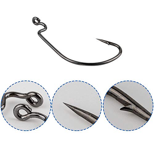 60pcs High Carbon Steel Offset Worm Hooks with Plastic Box