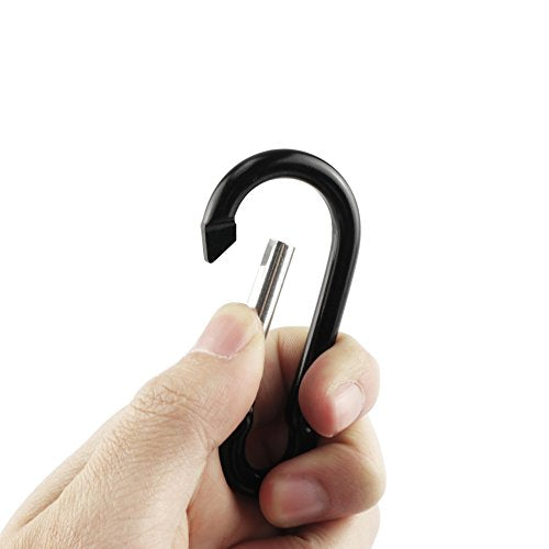 Aluminum Carabiner Clip 1.6 Inch - 10 Pack Black Snap Hook
