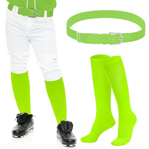 Youth Baseball Socks and Belt Combo Set - Fluorescent Green