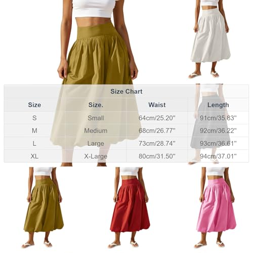 Women's High Waist Bubble Midi Skirt - Black, Small