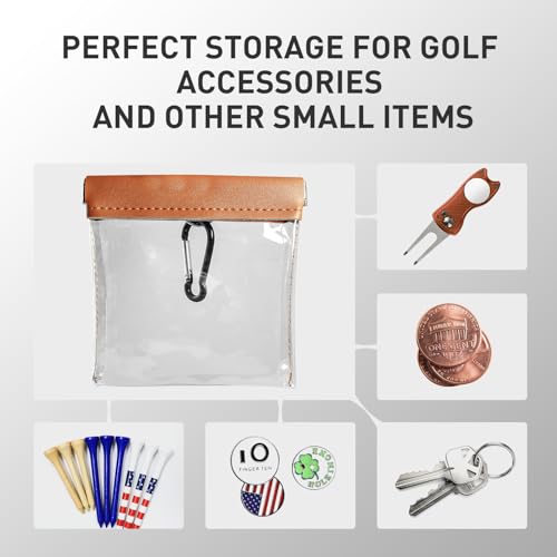 Finger Ten 2 Pack Transparent Golf Tee Pouch Bag with 10 Bamboo Tees