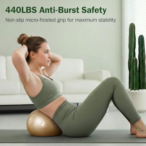 9-Inch Mini Pilates Ball - Anti-Burst Exercise Ball - Rose Gold