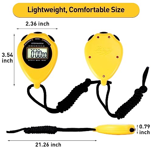 Large Display Digital Stopwatch Timer - 2 Pack Yellow