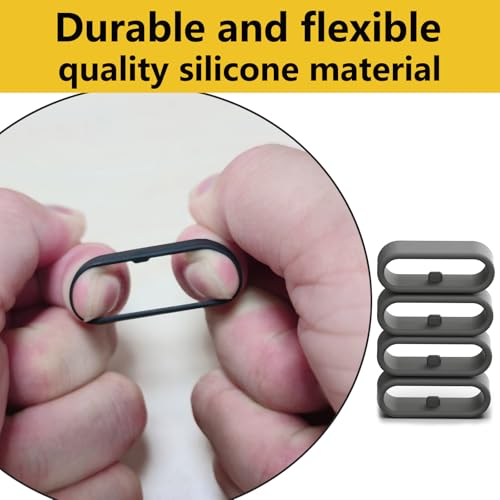 Silicone Security Loop Fasteners for Wristbands - 8 Pack, Black