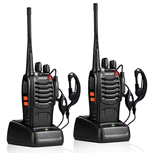 Rechargeable Long Range Walkie Talkies with Earpieces - 2 Pack