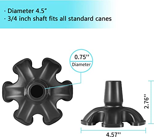 Self Standing Cane Tip Replacement - 3/4 Inch - Black