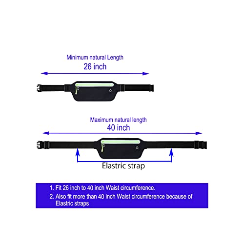 Slim Running Belt - Waterproof Fanny Pack Waist Pouch - Black
