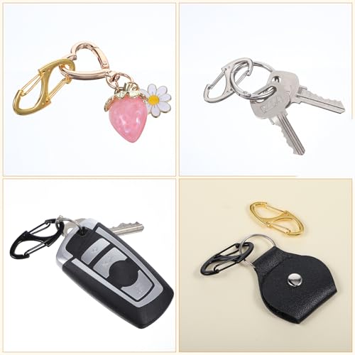 Mini Metal Carabiner Clips - 15 Pack Dual Wire Gate Hooks