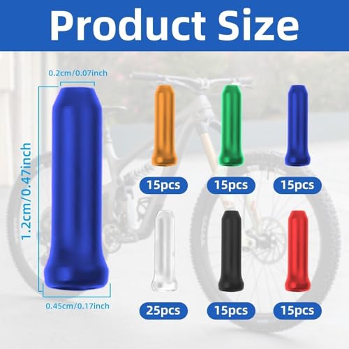 100PCS Bicycle Cable End Caps - Colorful Bike Cable Tips