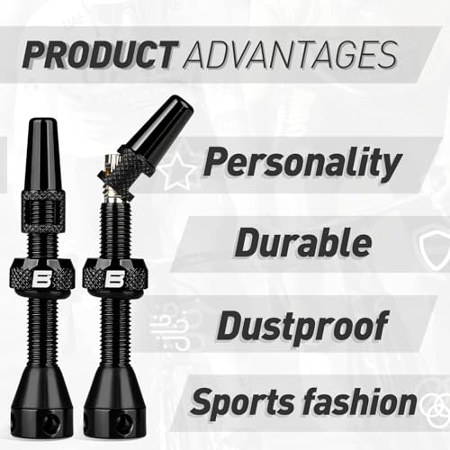 Lightweight Tubeless Presta Valve Stem Kit - Black 44mm