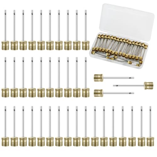 42 Pack Brass Ball Pump Needles with Storage Case - Durable Air Pump Needles for Basketball
