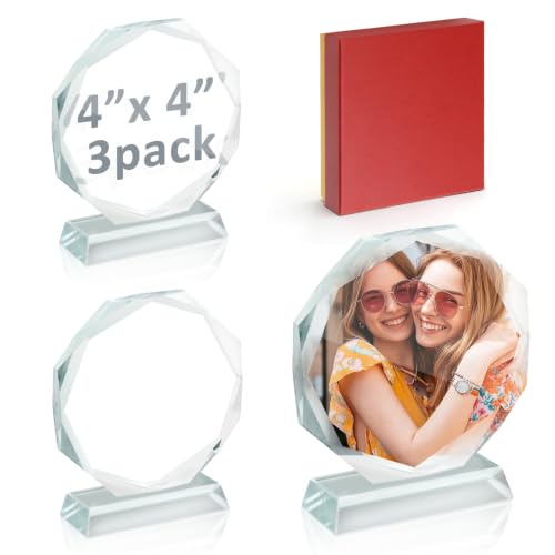 3 Pack 4x4 Inch Acrylic Picture Frames for DIY Heat Transfer