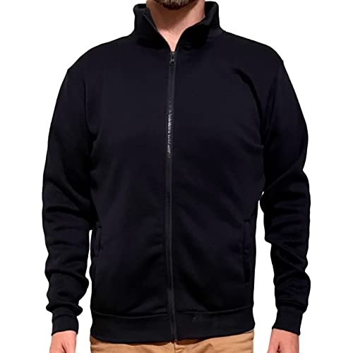 Conguoki Men's Medium Black Lightweight Hoodless Zip Up Cardigan Sweater