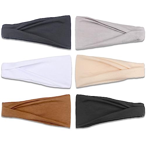 Premium Stretchy Non-Slip Headbands for Women - 6 Pack Neutral