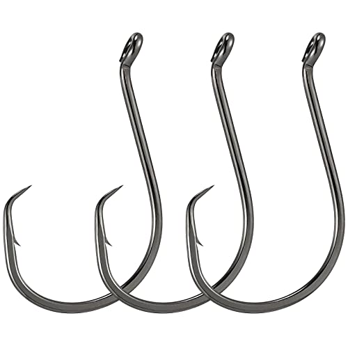 Octopus Circle Hooks - 100 Pack Black #6 - Fishing Hooks for Saltwater & Freshwater