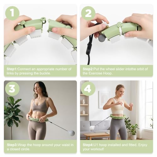 Detachable 24 Knots Hula Hoop for Weight Loss - Green