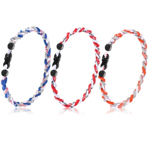 Baseball Necklaces - 3 Pack in White, Blue, Gray, Orange, Red