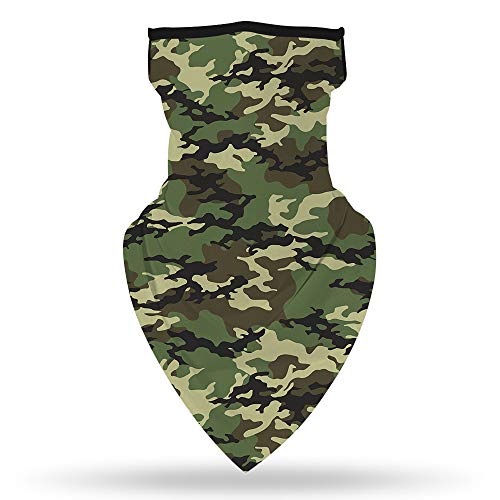 Neck Gaiter Face Mask - UV Protection, Ear Loop - Green & Black