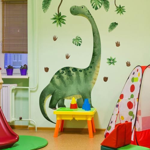 Large Watercolor Dinosaur Wall Decal Sticker, Dino Footprint Neutral Nursery Toddler Playroom Wall Decor