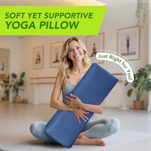 Yoga Bolster Pillow - Rectangular Meditation Cushion, Blue 27"x10"x5.5"