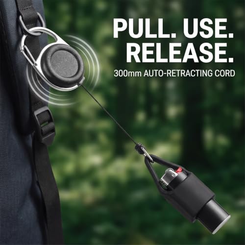 Retractable Lighter Clip Keychain - 2 Pcs Black Belt Leash