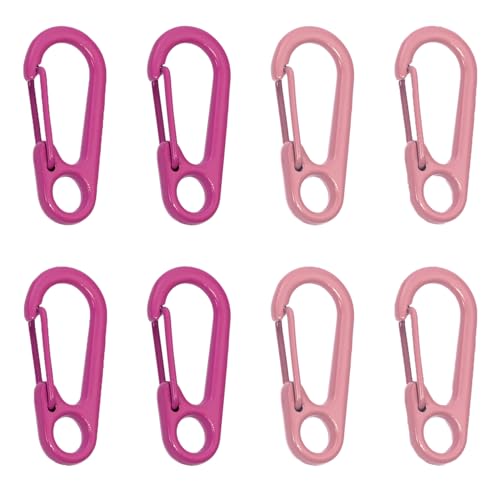 Small Zinc Alloy Spring Clips - Light Pink & Rose Red, 8PCS