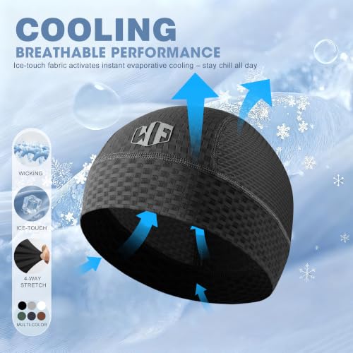 WTACTFUL 3-Pack Breathable Mesh Skull Cap Helmet Liners - Black Summer Sweat Wicking