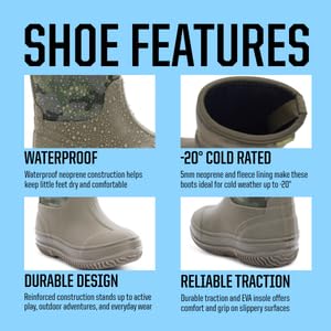 Western Chief Kids Waterproof Neoprene Rain & Snow Boots - Toddler Olive, Size 10